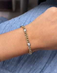 Diamond Bezel Curb Link Bracelet