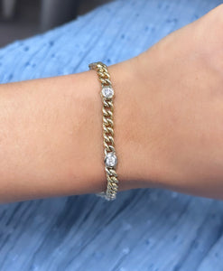 Diamond Bezel Curb Link Bracelet