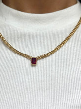 Load image into Gallery viewer, Ruby Emerald Cut Cuban Chain Necklace