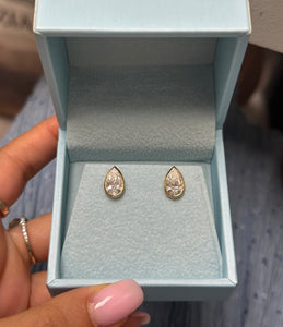 Lab Pear cut Diamond Bezel Studs