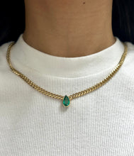 Load image into Gallery viewer, Green Sapphire Pear Cut Cuban Chain Necklace