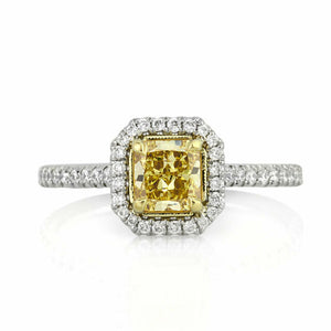 1.68ctw Fancy Intense Yellow Clarity Enhanced Diamond Halo Engagement Ring