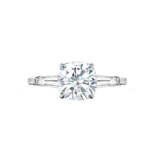 2.87 Carat Total Weight Cushion Engagement Ring