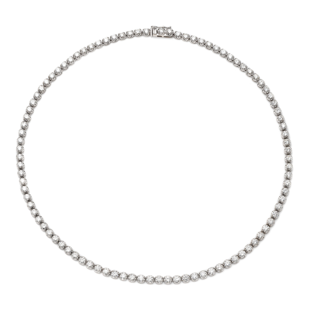 10.42 Carats 14kt White Gold Diamond Tennis Necklace