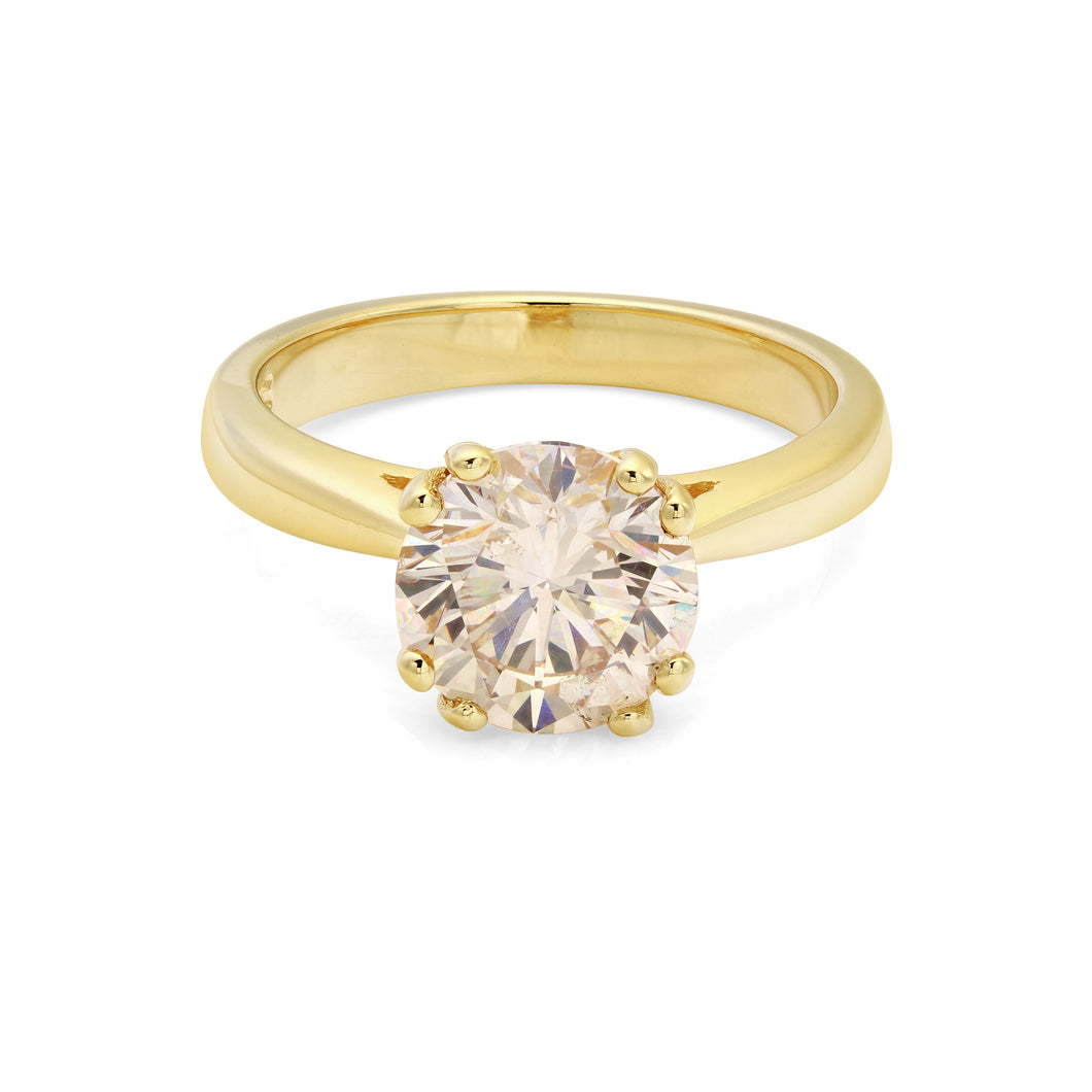 2.62 Carats Round Brilliant Diamond 14Kt Yellow Gold Engagement Ring