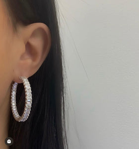 Emerald Cut Diamond Hoop Earrings 6.61 carats