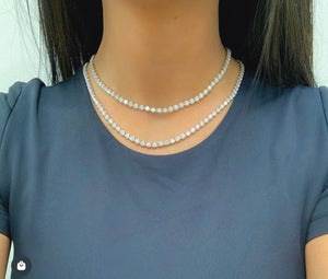 10.42 Carats 14kt White Gold Diamond Tennis Necklace