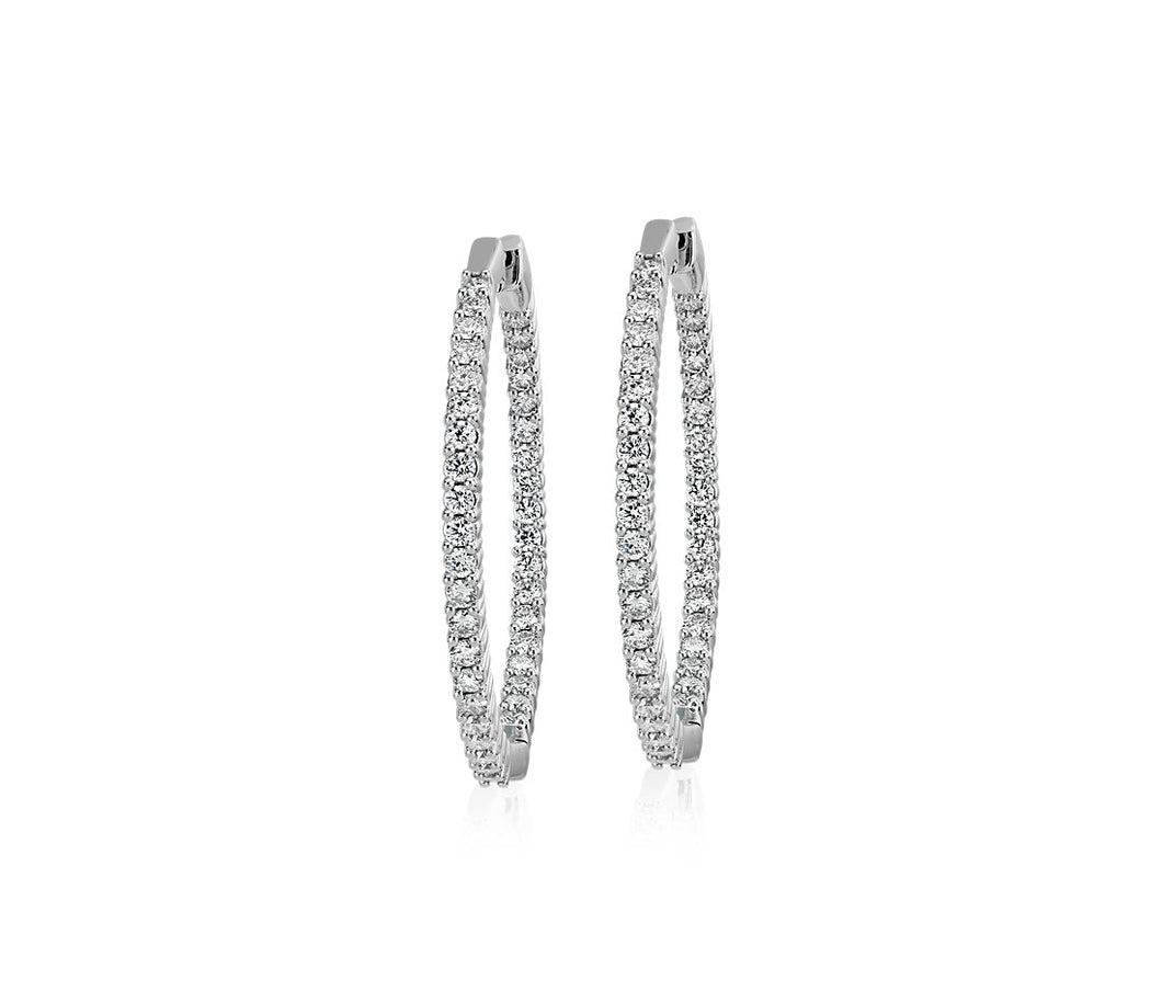 Oval Shape Hoop Diamond Earrings 3.80 Carats