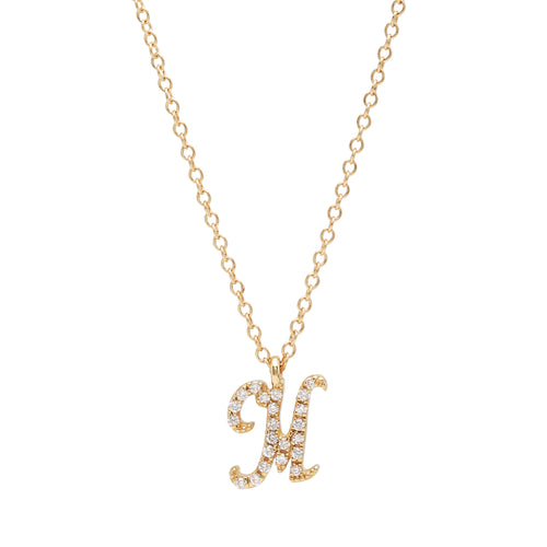 14kt Yellow Gold Diamond Initial Necklace