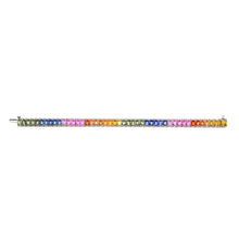 Load image into Gallery viewer, Rainbow Sapphire Emerald Cut Tennis Bracelet