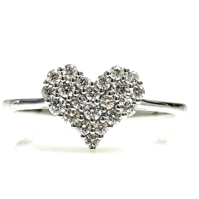 14kt White Gold Pave Heart Ring